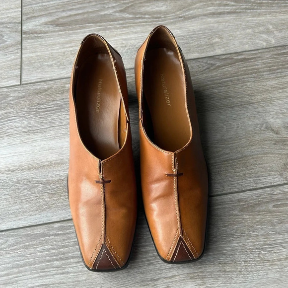 Naturalizer Sylvie Colour Block Square Toe Leather Pumps Loafer - Picture 3 of 14